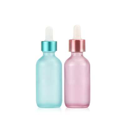 Flasche des halb transparenter blauer rosa Glastropfenzähler-leere ätherischen Öls 30ml