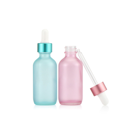Flasche des halb transparenter blauer rosa Glastropfenzähler-leere ätherischen Öls 30ml