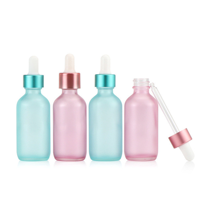 Flasche des halb transparenter blauer rosa Glastropfenzähler-leere ätherischen Öls 30ml