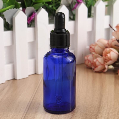 Blaue Glastropfflaschen LinDeer 30ml mit schwarzer Plastikkappe