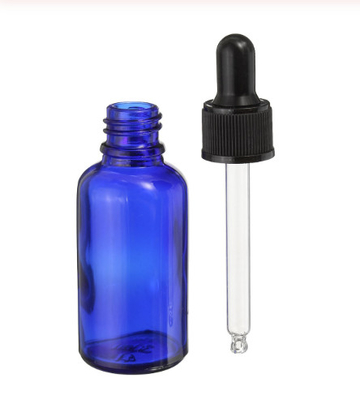 Blaue Glastropfflaschen LinDeer 30ml mit schwarzer Plastikkappe