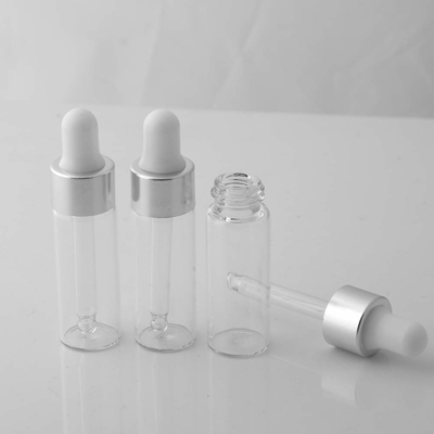 Silberne Mini-Soem-ODM-Glas-Tropfflaschen Flaschen des ätherischen Öls 5ml