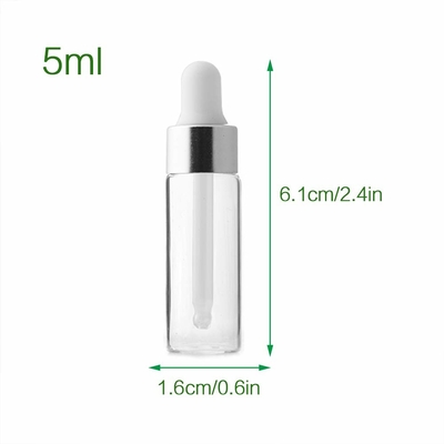 Silberne Mini-Soem-ODM-Glas-Tropfflaschen Flaschen des ätherischen Öls 5ml