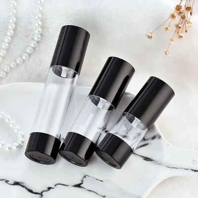 Plastik-pp. schwarze luftlose Pumpflasche-Kosmetik LinDeer