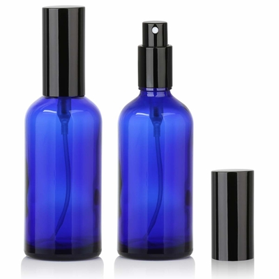 Blaue Glaspumpen-kosmetische Sprühflasche LinDeer 50ml mit Black Mist-Sprüher