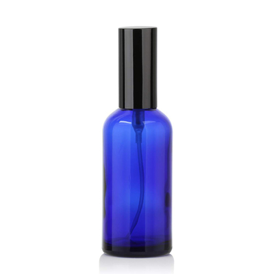 Blaue Glaspumpen-kosmetische Sprühflasche LinDeer 50ml mit Black Mist-Sprüher